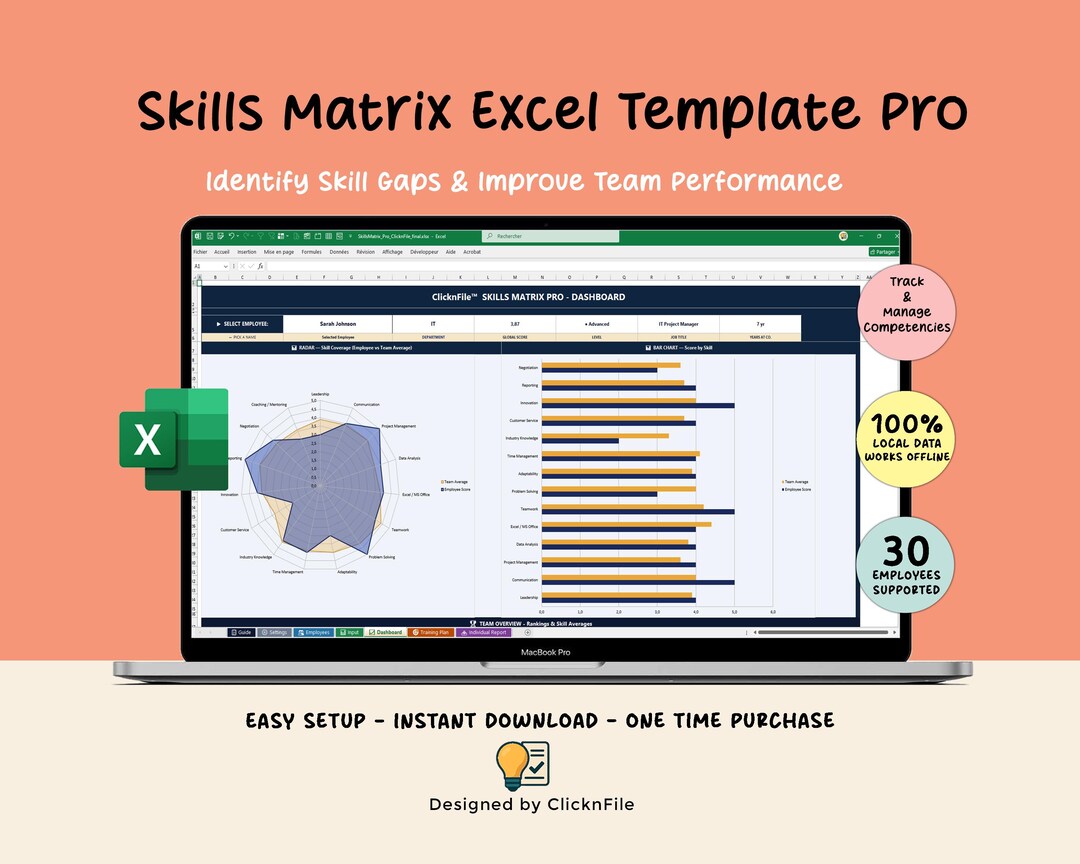 Skills Matrix Excel | Employee Skills Assessment | Skill Gap Analysis ...