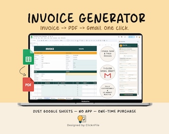 Generador de facturas Pro / Hojas de cálculo de Google / PDF + Gmail + Base de datos de clientes + Panel de control / Pequeñas empresas