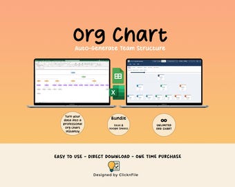 Paquete de plantillas de organigramas / Excel + Google Sheets / Generador de organigramas / Planificador de estructura de equipos