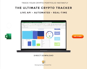 Rastreador de cartera de criptomonedas en Excel / Panel de precios con API en tiempo real / Hoja de cálculo de criptomonedas en tiempo real