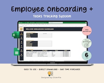 Plantilla de Excel para la incorporación de empleados / Lista de verificación de RRHH para nuevos empleados (Descarga digital)