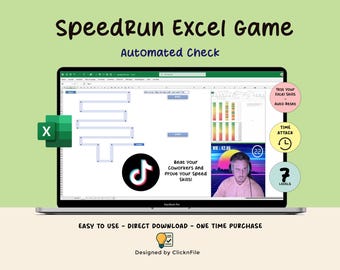 Prueba de habilidades de Excel / Práctica y evaluación para entrevistas / Juego de entrenamiento de VBA / Desafío de velocidad / Atajos de teclado