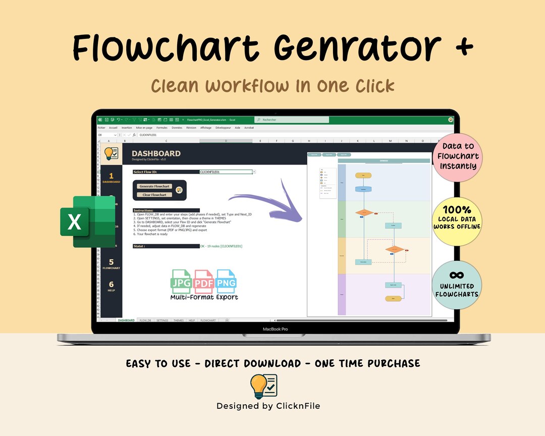Excel Flowchart Generator, Automatic Process Map and Workflow Diagram ...