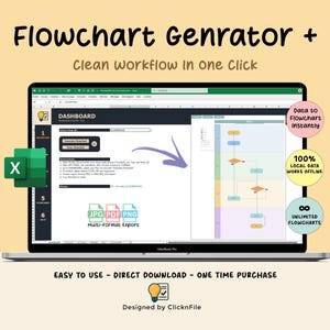 Excel Flowchart Generator, Automatic Process Map and Workflow Diagram, VBA Template, Swimlane, No Subscription