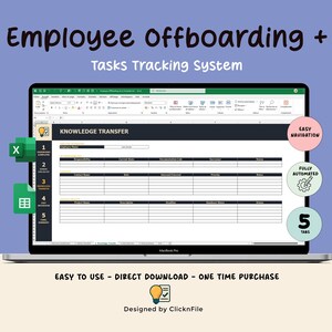 Szablon programu Excel do zarządzania odejściem pracownika z działu HR | Kompletny proces odejścia pracownika i śledzenie zadań | Narzędzie dla menedżera ds. HR