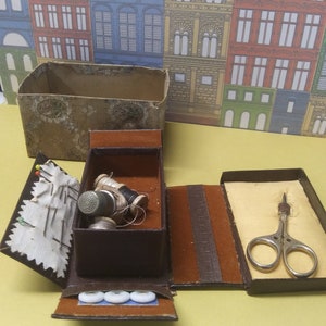 Vintage German Sewing Box with Scissors, Neat Box