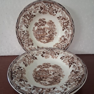 Vintage Royal Staffordshire Tonquin Dinnerware by Clarice Cliff,  3 Soup Bowl, Brown