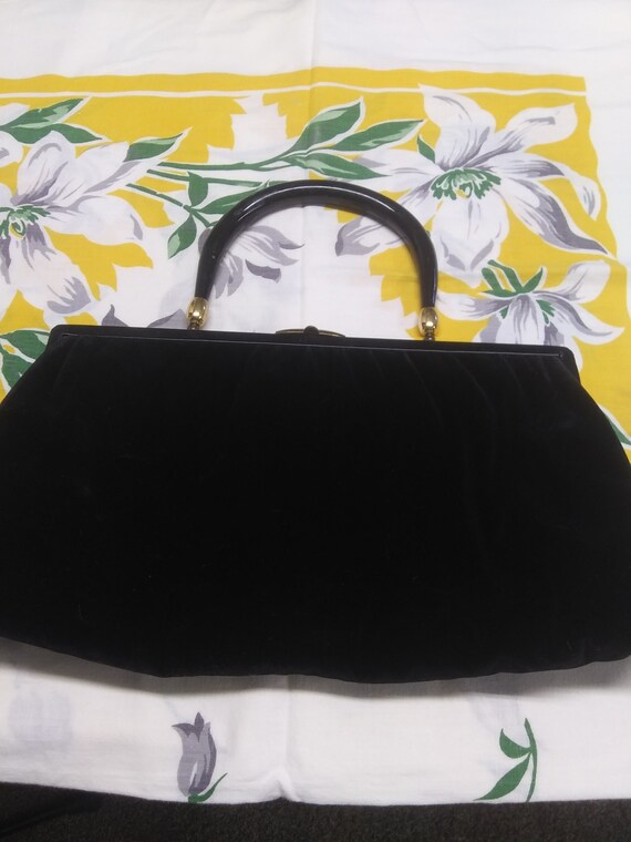 Morris Moskowitz MM Vintage Black Patent Leather Evening Bag Handbag Purse