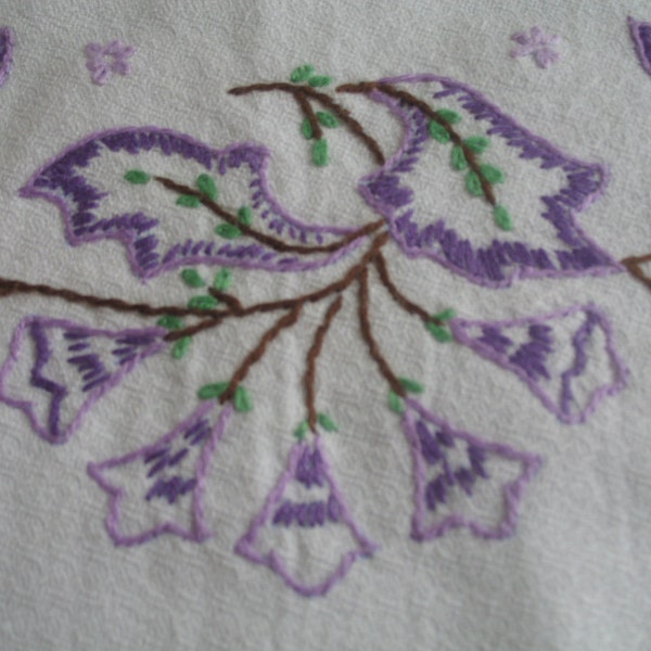 Vintage Stitched Doily Runner Set, Purple Flower Dresser