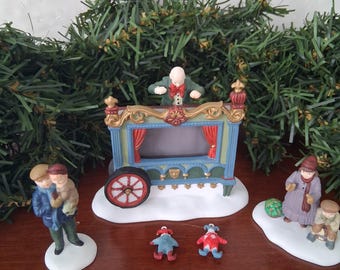 Vintage Christmas Dept 56 Accessories, "The Old Puppeteer"  Set of 3, Heritage Village Series