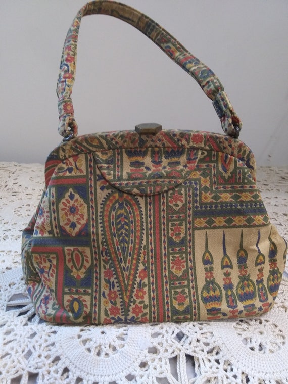 Vintage Julius Resnick Handbag, great fabric, JR purse