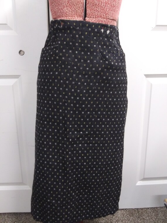 Vintage 1950s Cute Black Tweed? Narrow Skirt