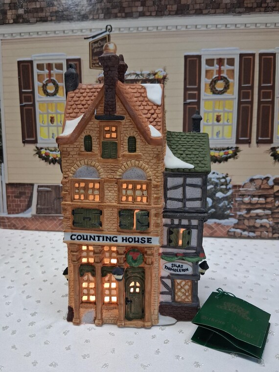 Vintage Christmas Department 56 Lighted Dickens Village 1988 "Silas Thimbleton Barrister Counting House"