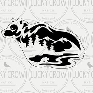 BEAR SILHOUETTE, bear with mountain scene, mountain svg, Cow SVG, svg, dxf, laser cut files, engraving files, xtool, cricut, cnc, lightburn