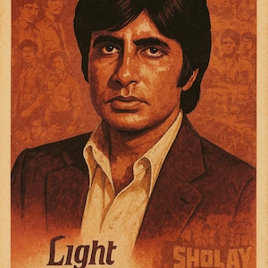 Amitabh Bachchan Wall Art – Retro Bollywood Printable, Vintage India Poster Decor