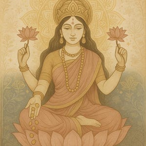 Goddess Lakshmi Sacred Wall Art – Quiet Maximalist Indian Printable