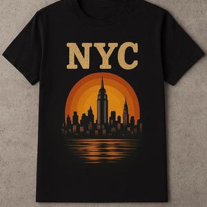 Skyline di New York City PNG / Tramonto a New York Clipart Design a sublimazione / Download digitale