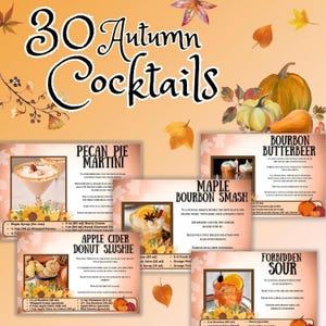 30 herfstcocktailreceptkaarten | Receptkaart herfstdrankje | Afdrukbare receptenkaart | Beste cocktailoogst-drankkaart | Bewerken in canvas