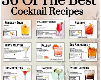 30 cocktailreceptkaarten: printbare drankgids (pdf-download)