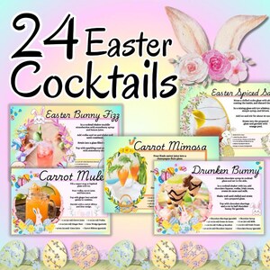 24 receptkaarten voor paascocktails | De beste lentecocktails | Moet konijnenrecepten maken | Digitale download receptenkaarten | Gemaakt met canvas