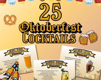 Receptkaarten voor cocktailrecepten Oktoberfest: drankrecepten voor Duitse bierfestivals (afdrukbare pdf)