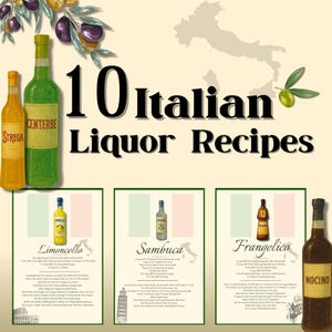 Tarjetas de recetas de licores italianos: Limoncello y Sambuca (Descarga digital en PDF)