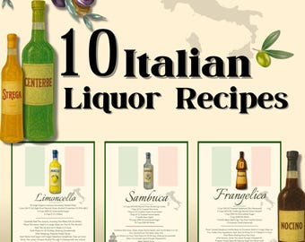 Receptkaarten voor Italiaanse likeur: limoncello en sambuca (digitale download pdf)