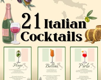 Italiaanse cocktailreceptkaarten: afdrukbare Spiritz-recepten (digitale download)