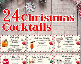 Receptkaarten kerstcocktail: feestelijke winterdrankjes (digitale download, pdf)