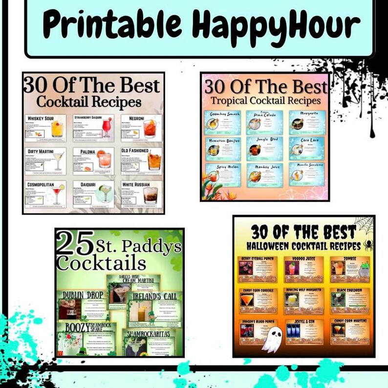 Winter Cocktail Recipe Cards: Printable Drink Guide (edit in Canva, PDF ...