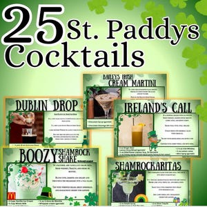 25 Ierse cocktailreceptkaarten | St. Patrick's Day | St. Paddys-drankje | Ierse drankjes | Mixologie | Digitaal | Receptkaarten gemaakt met canvas