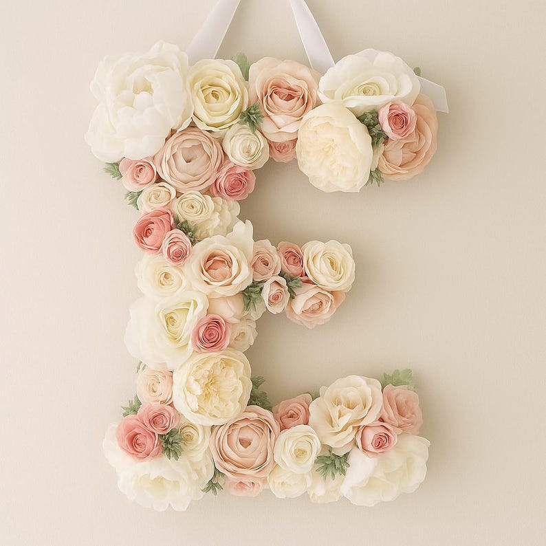 Custom Silk Floral Letter | Faux Flower Monogram Wall Decor | Nursery ...