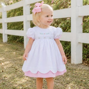 light pink scalloped dress Sail to Sable Blush Ruffle Front Scalloped Hem Mini Dress Blush / XXS / PBSP2404B