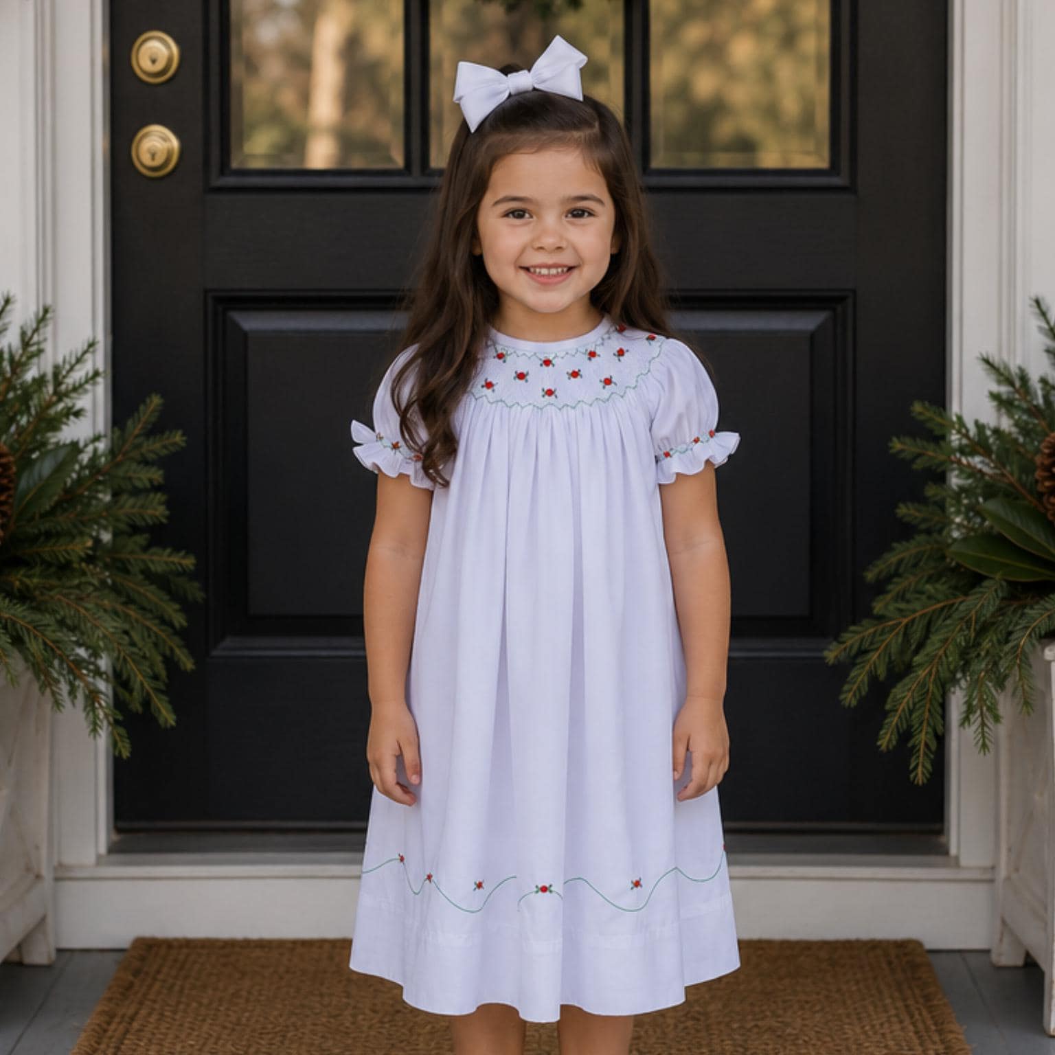 infant smocked dresses christmas Newborn Dress Color:Black/Dusty Coral Civoux Women's Summer Fashion pin up dress uk White a parent