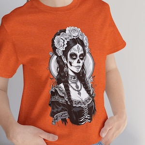 Dia de los Muertos Tee, Skull Art T-Shirt, Unisex Catrina Tee, Halloween Costume Shirt, Catrina Tee, Festival T- Shirt, Sexy Catrina Tee
