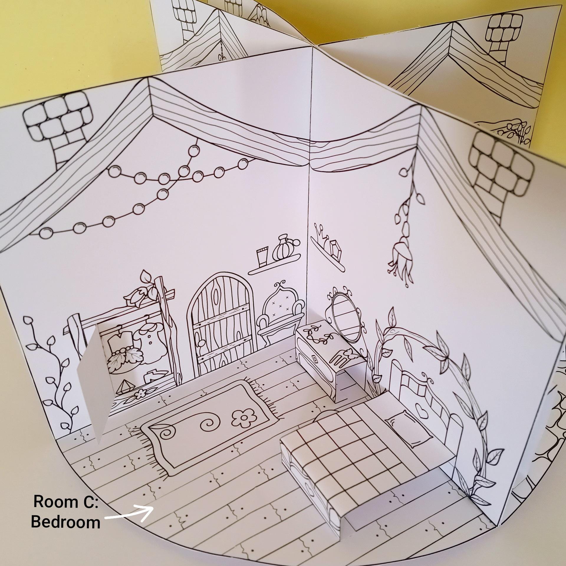 Fairy Paper Pop-up House: Printable Template to Color & Assemble (PDF ...