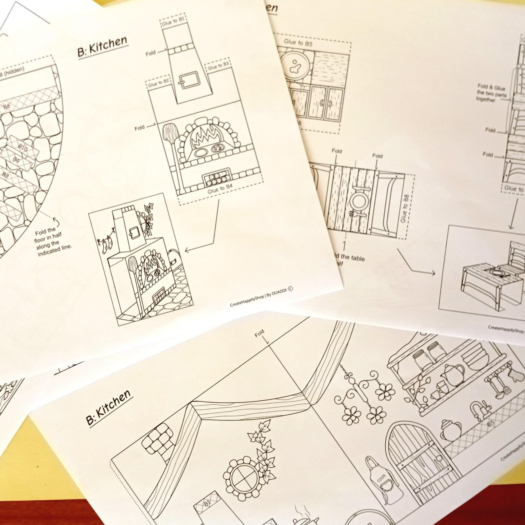 Fairy Paper Pop-up House: Printable Template to Color & Assemble (PDF ...