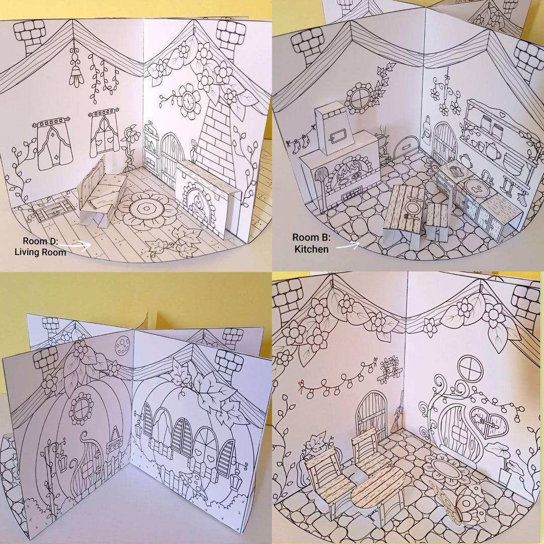 Fairy Paper Pop-up House: Printable Template to Color & Assemble (PDF ...