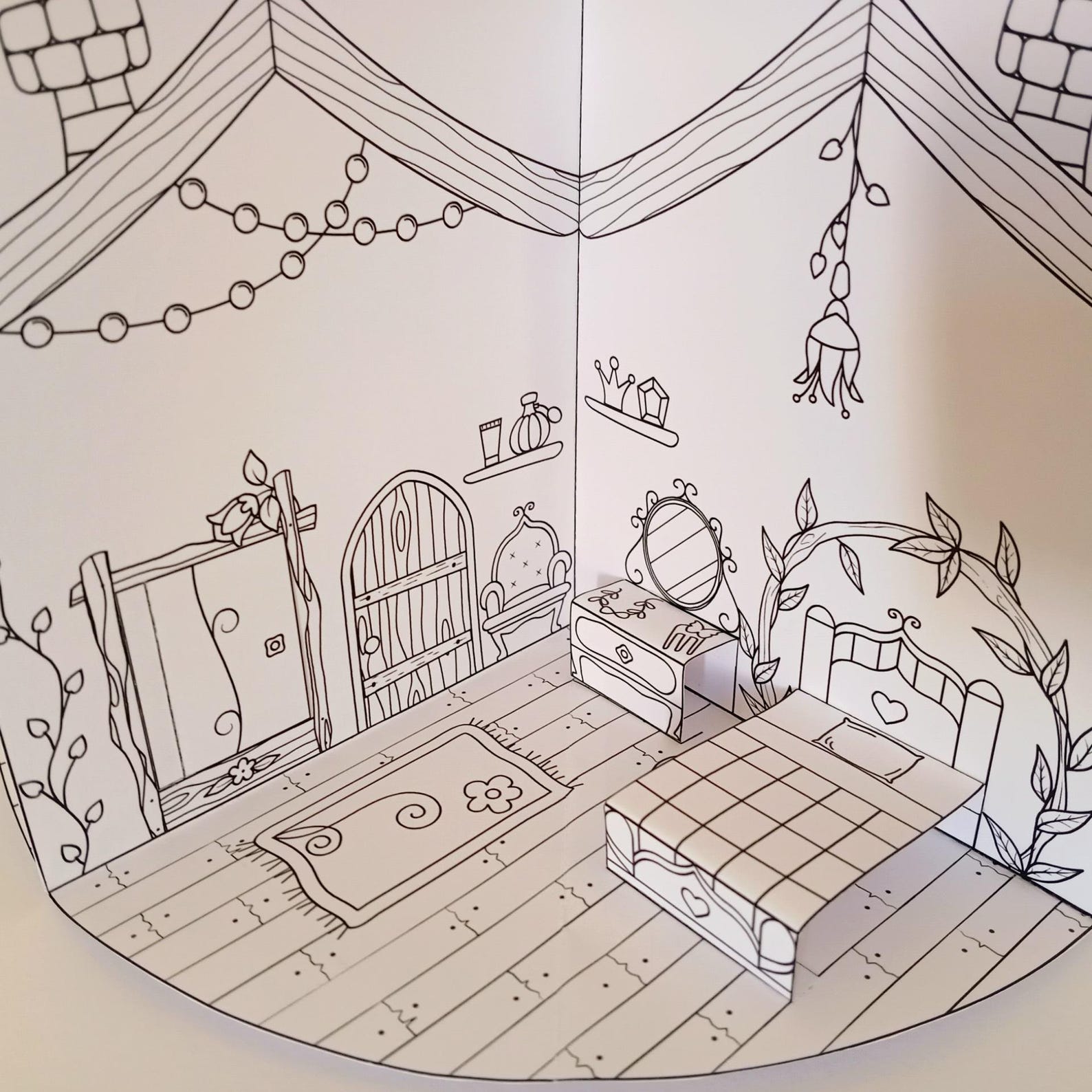 Fairy Paper Pop-up House: Printable Template to Color & Assemble (PDF ...