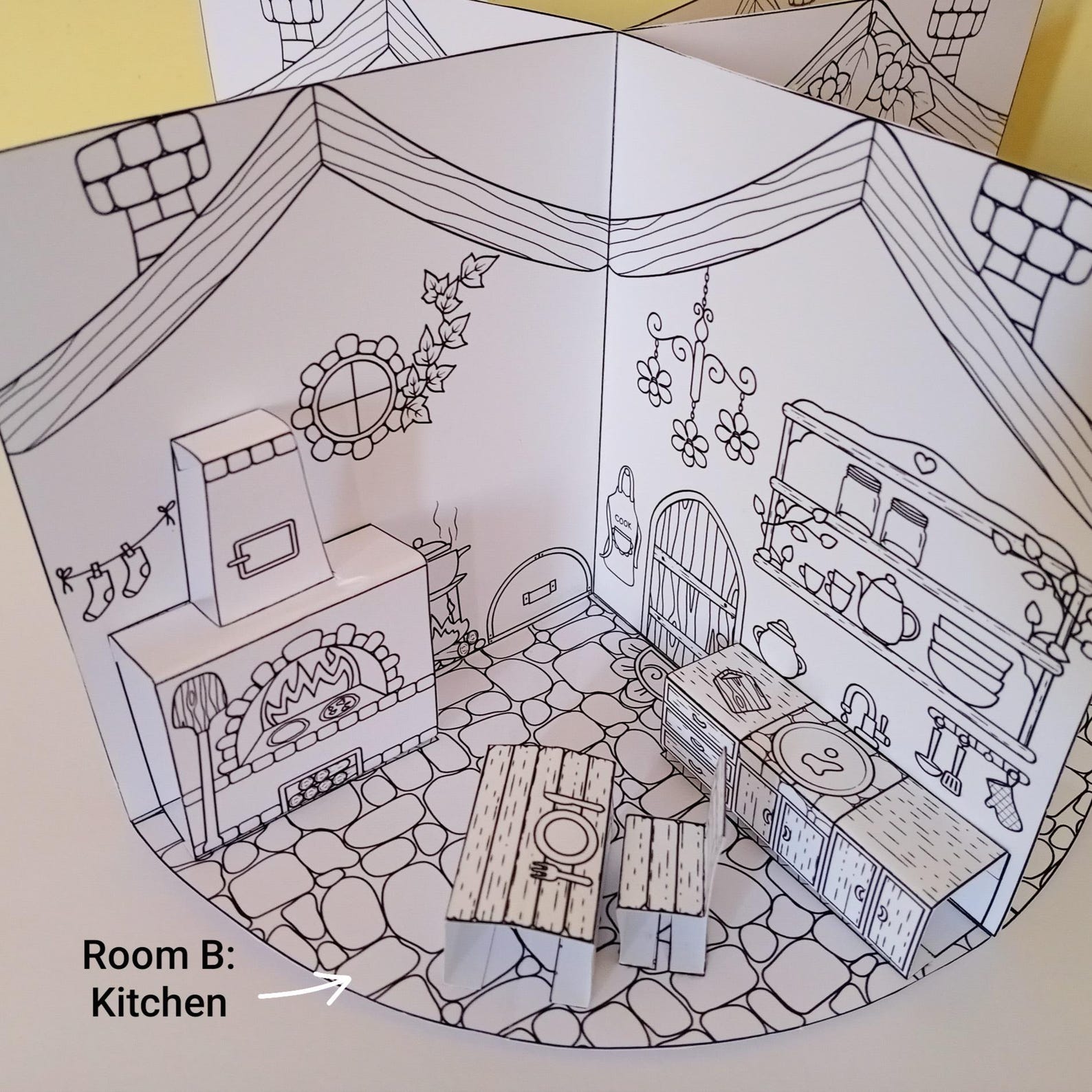 Fairy Paper Pop-up House: Printable Template to Color & Assemble (PDF ...