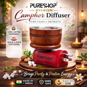 Electric Camphor Diffuser, Wooden Bowl Wax Melt Warmer, Aromatherapy Fragrance Home