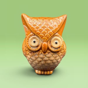 Vintage Ceramic Owl Figurine Brown Glazed Owl Statue