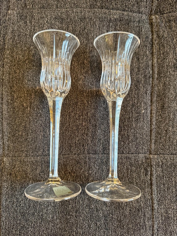 Vintage Mikasa Icicles Crystal Candlestick Holders – Set of 2 | German Lead Crystal Taper Holders | Elegant Home Décor