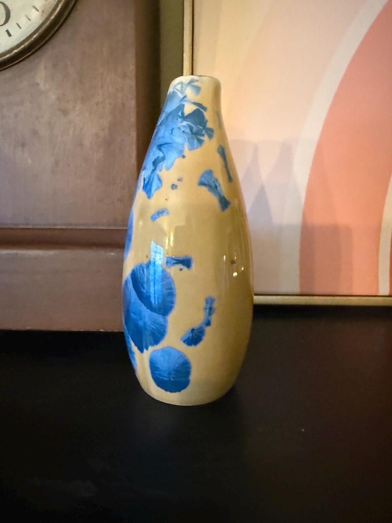 Blue Crystalline Glaze Pottery Vase: Handcrafted Ceramic Bud Vase - Etsy