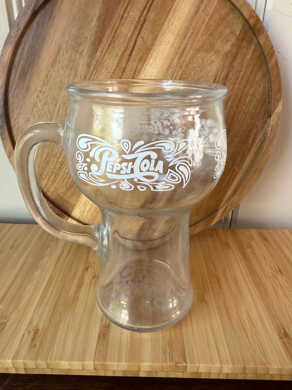 Retro Pepsi-Cola Jumbo Mug – Vintage 70s Glassware with Swirled Script Logo