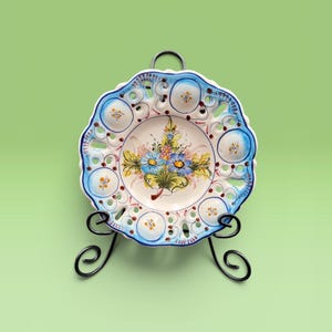Hand painted Monaco faience reticulated wall plate