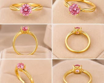 Anillo minimalista de piedra, anillo con bisel Rose Glow, anillo elegante, anillo minimalista RoseRing, banda de piedra delicada, anillo con bisel moderno, anillo de lujo suave, anillo de gema para uso diario