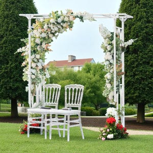Stereoscopic Metal Garden Arch – White Wedding Arbor Trellis – Strong Outdoor Pergola for Flowers & Party Decor