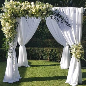 10x10FT Heavy Duty Wedding Backdrop Stand – 4-Post Metal Frame, Adjustable Canopy for Ceremony, Chuppah, Events