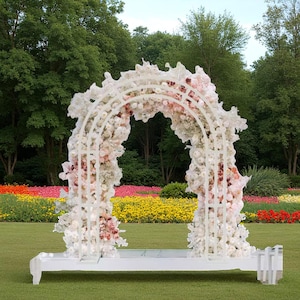 260CM Tall White Metal Wedding Arch Stand – Heavy Duty Garden Backdrop Frame – Party Pergola Decoration for Ceremony & Events